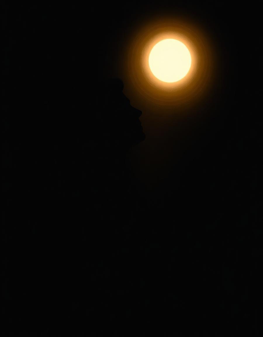 A portrait of the founder, facing a single distant light